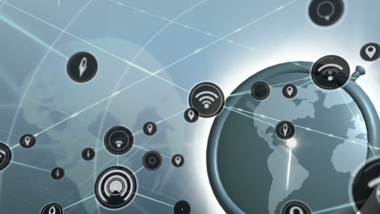 conectores en movimiento y datos digitales con globo digital