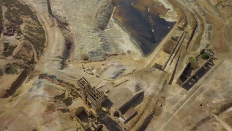 the são domingos mine by drone, a deserted open-pit mine in corte do pinto, alentejo, portugal