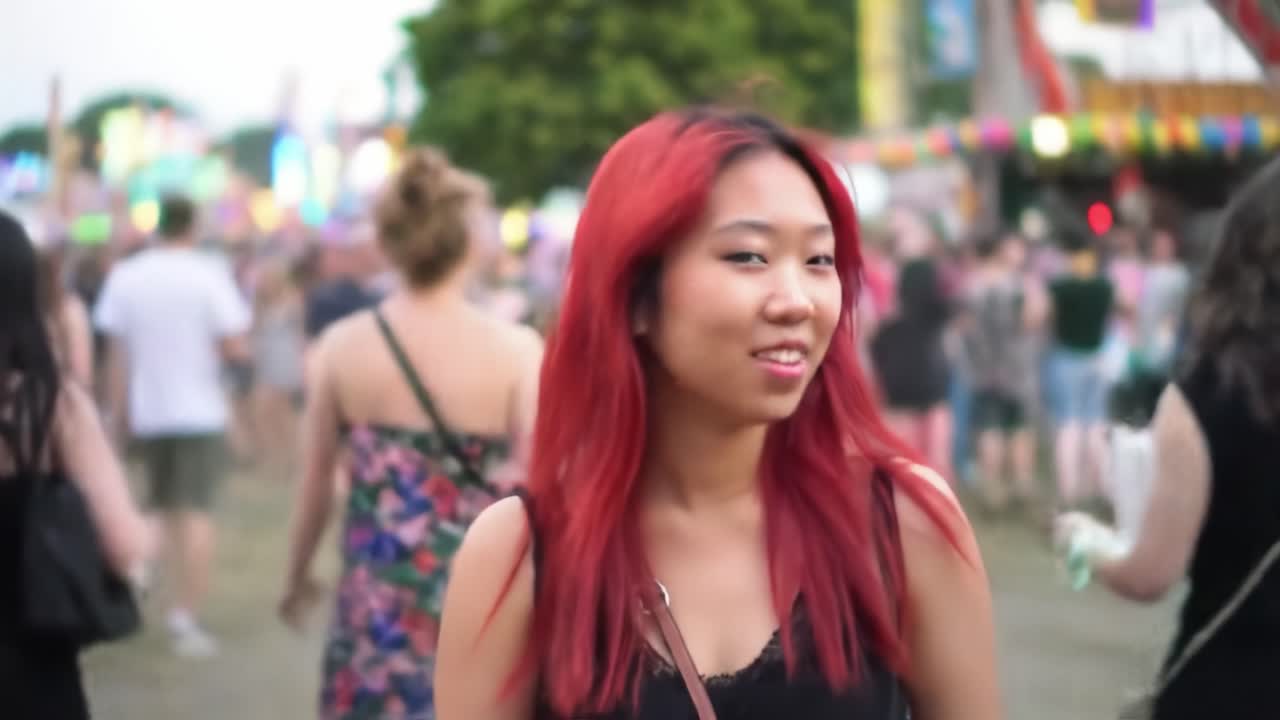 People wander through an energetic festival filled with colorful attractions and lively entertainment.