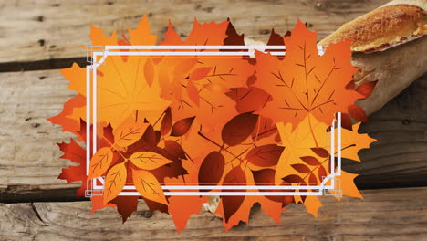 animation of frame with fall leaves over baguette