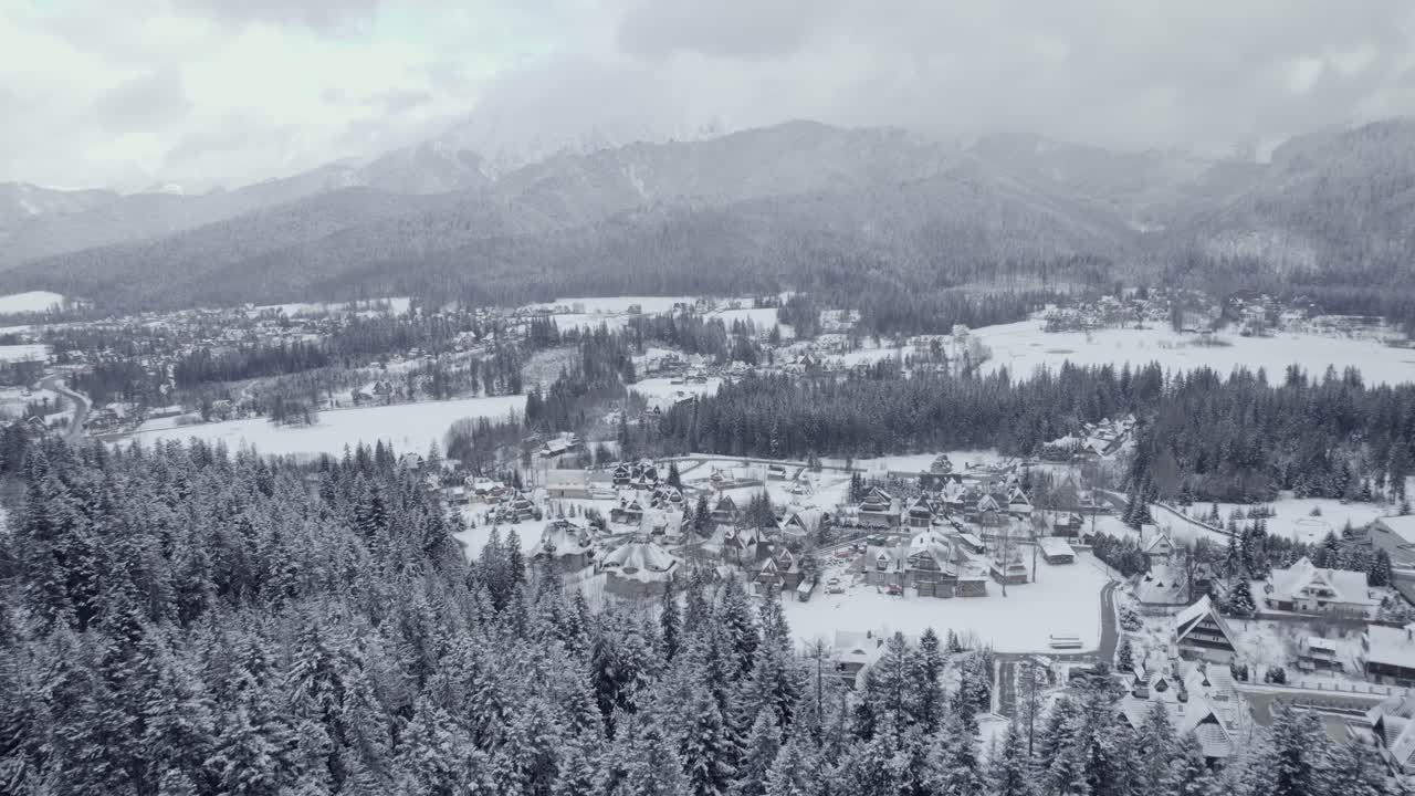Snowy Mountain Village in Poland