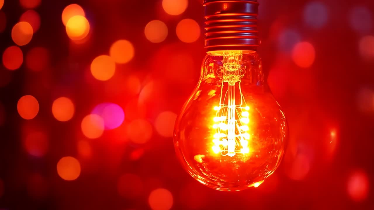 una bombilla con una luz azul y roja dentro de ella