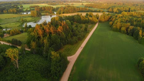 Finland-agricultural-farmland,-lake-and-forest-in-Eastern-Europe