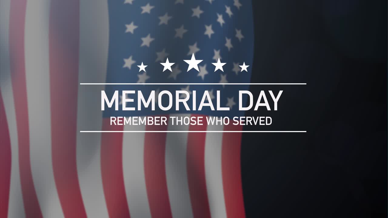 estandarte del día conmemorativo con el texto "honorando a todos los que sirvieron" y la bandera de los estados unidos en el fondo. estandarte 4k.