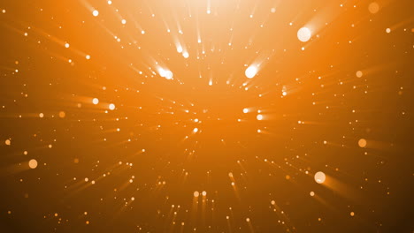 animation of falling confetti and light rays over orange background