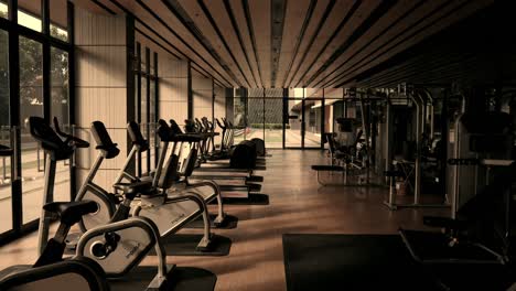 fitness equipment in modern gym.