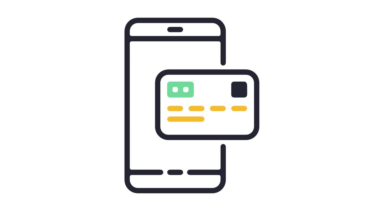 animación del icono de línea de los sistemas de pago móviles con alfa