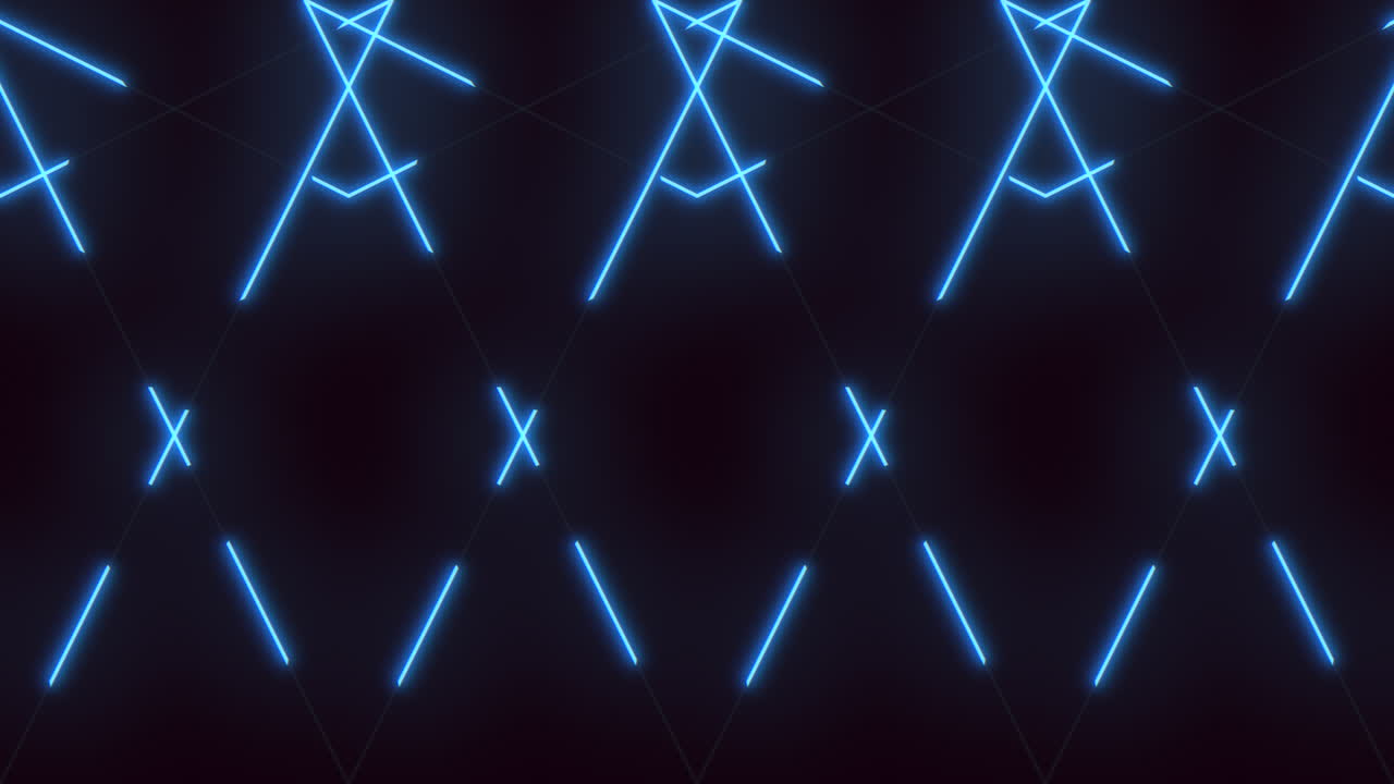 Filmato di linee neon blu futuristiche che formano un motivo geometrico su sfondo scuro