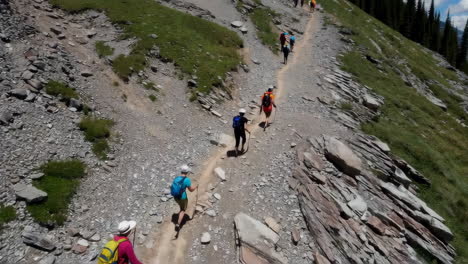 hiking trail through mountainous terrain