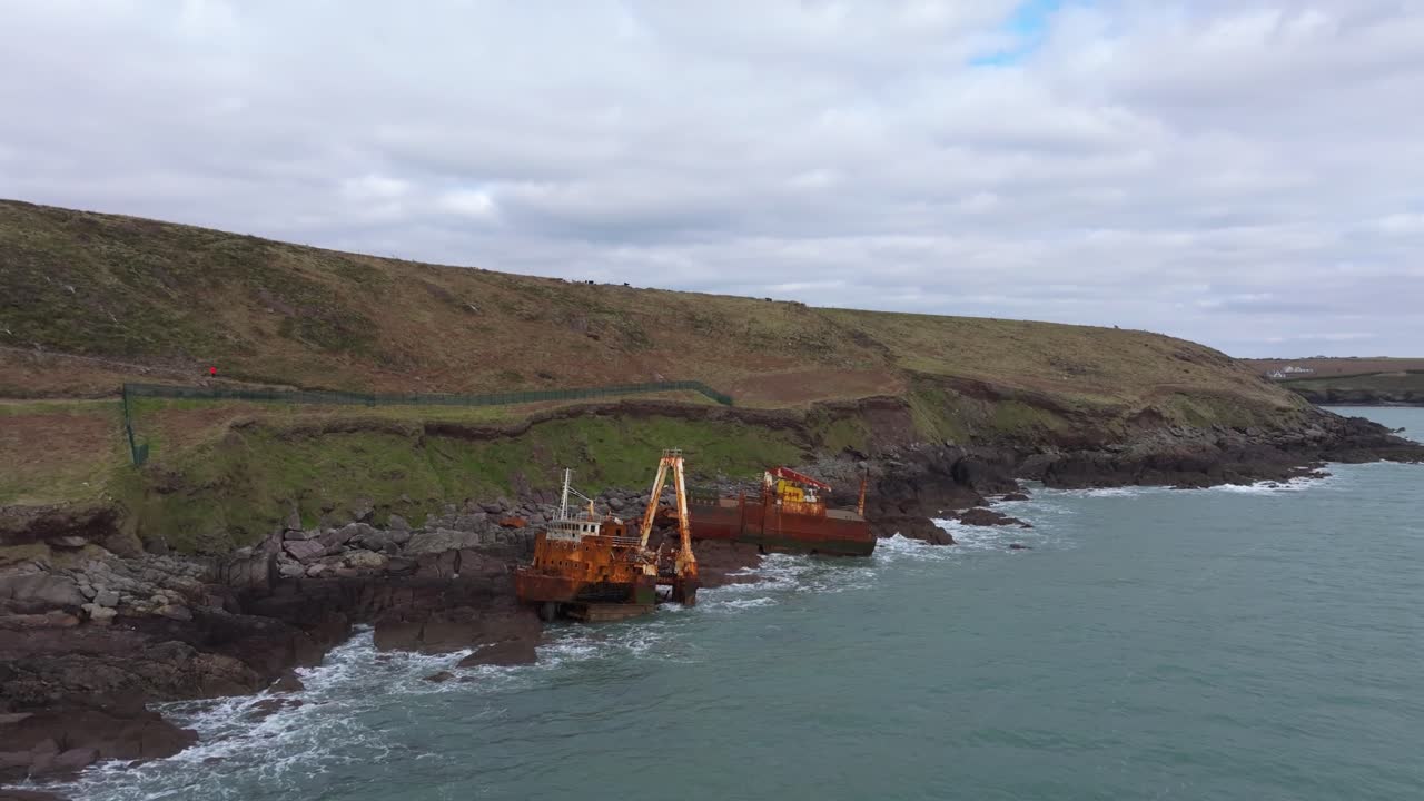 4K Cinematic drone footage of the mysterious Ghost Ship MV Alta stranded along the Cork coastline. Co.Cork - Ireland_1 1