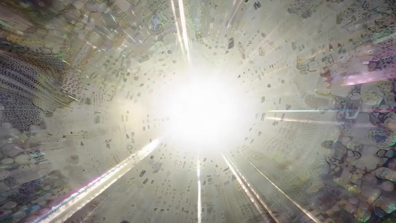 Abstract Tunnel of Light and Digital Particles