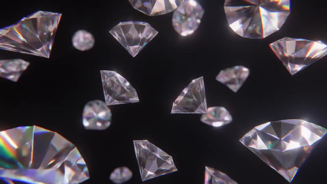 Faldende Diamanter Svævende Mod en Mørk Baggrund