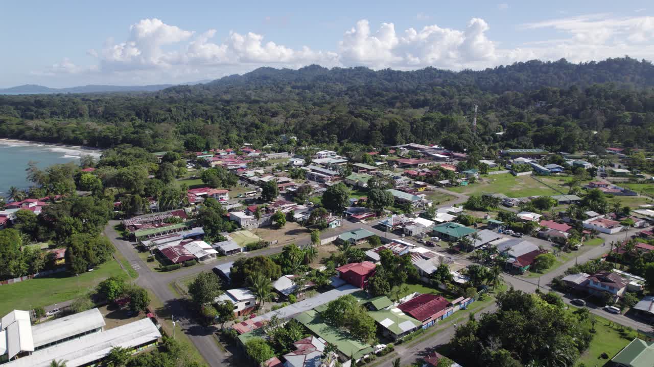 Aerial View of a Coastal Town in Costa Rica