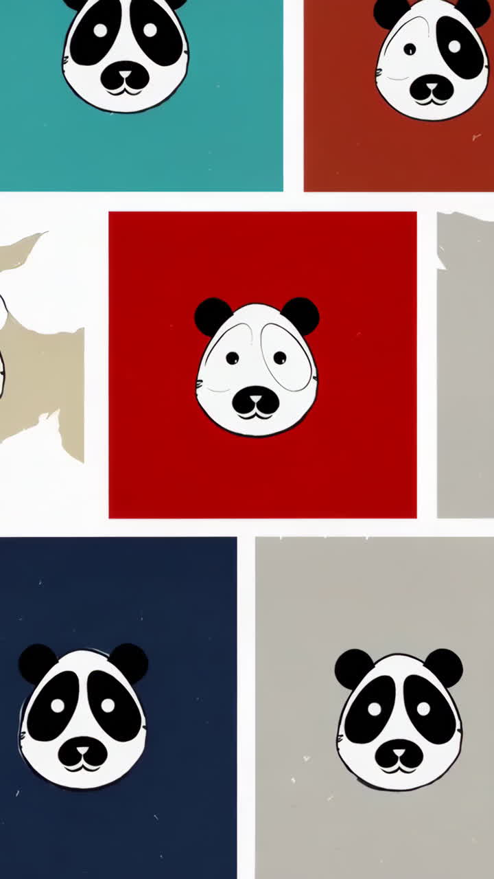 Illustrazioni e sagome di teste di panda stilizzate