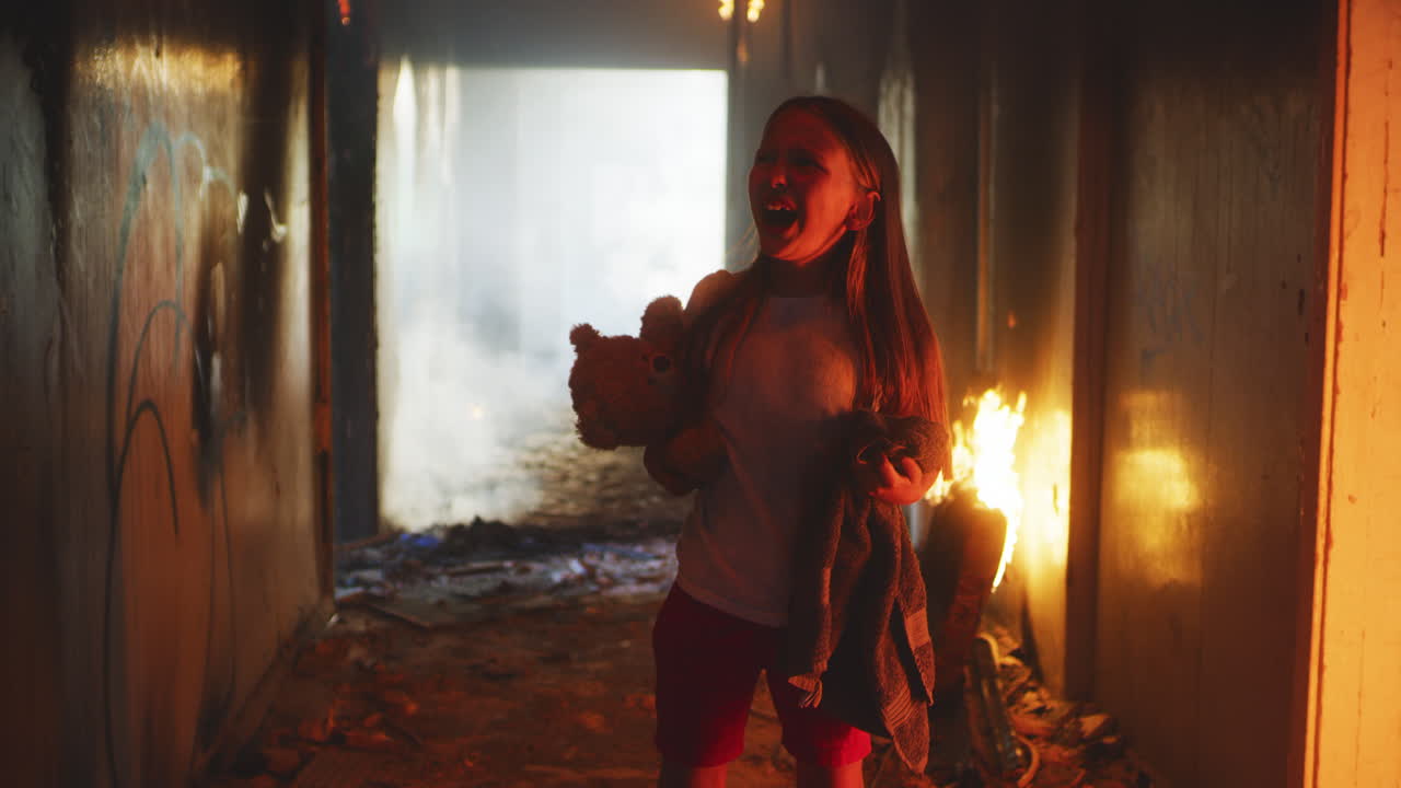 A Young Girl's Escape from a Burning Building