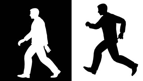 silueta masculina caminando y corriendo en bucle