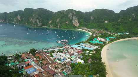 Aerial-over-Phi-Phi-Island,-Krabi-Province,-Thailand