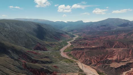 aerial establishing shot of the natural valley formation at el hornocal