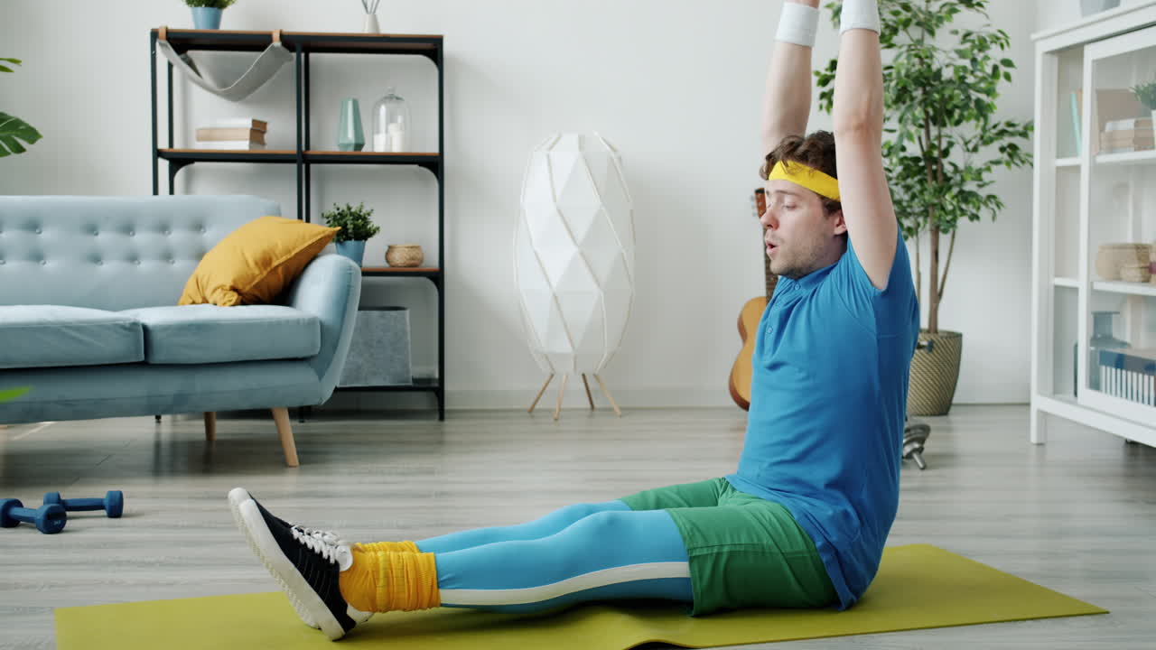 Funny Man Doing Home Workout