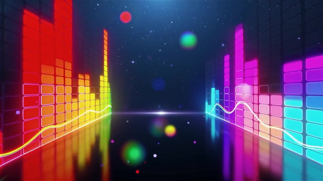 Futuristic Rainbow Neon Music Equalizer Visualizer Background