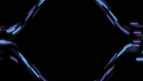 animation of glowing light trails of data transfer over black background