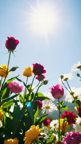 beautiful bouquet of roses and daisies
