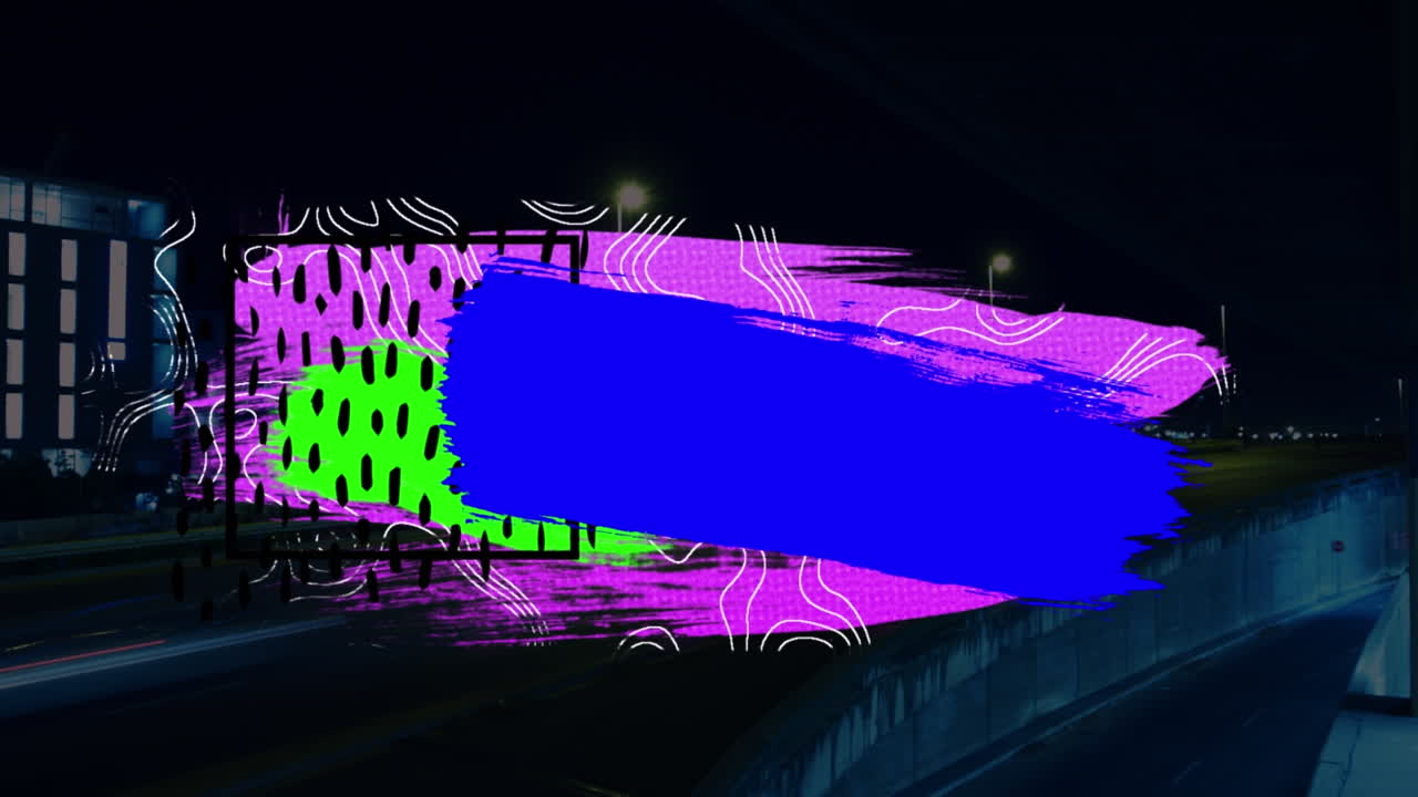 animación de formas coloridas sobre el paisaje urbano