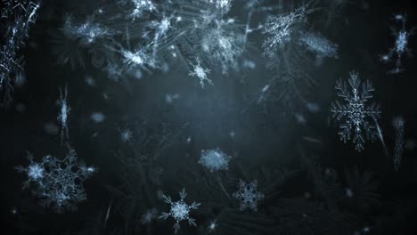 Animation-of-snowflakes-falling-over-blue-background