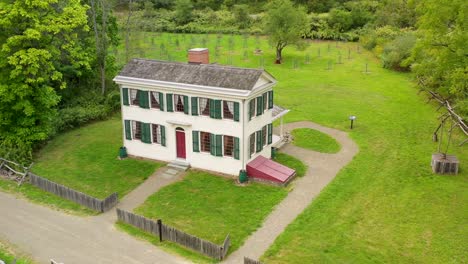 Drone-push-in-on-the-Historical-restoration-of-the-Isaac-Hale-home-in-Susquehanna-Pennsylvania