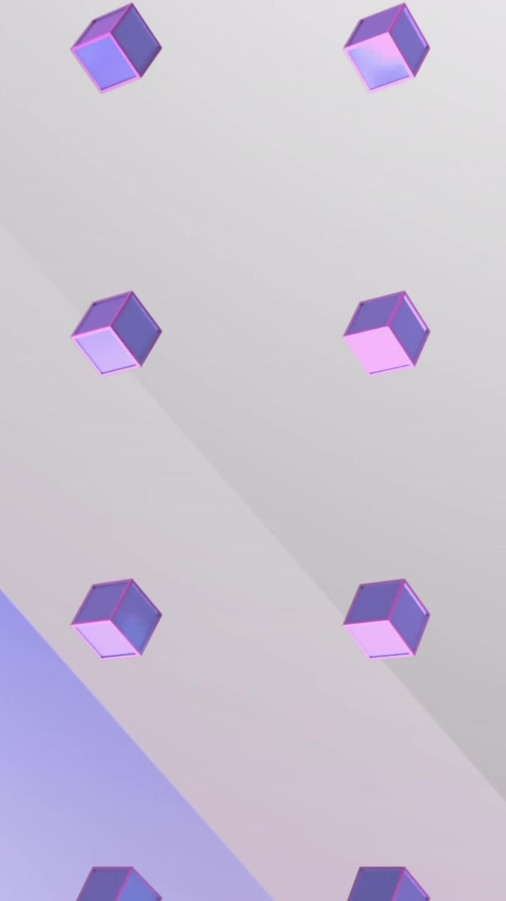 Animation of red dots over 3d cubes over blue, white and gray background