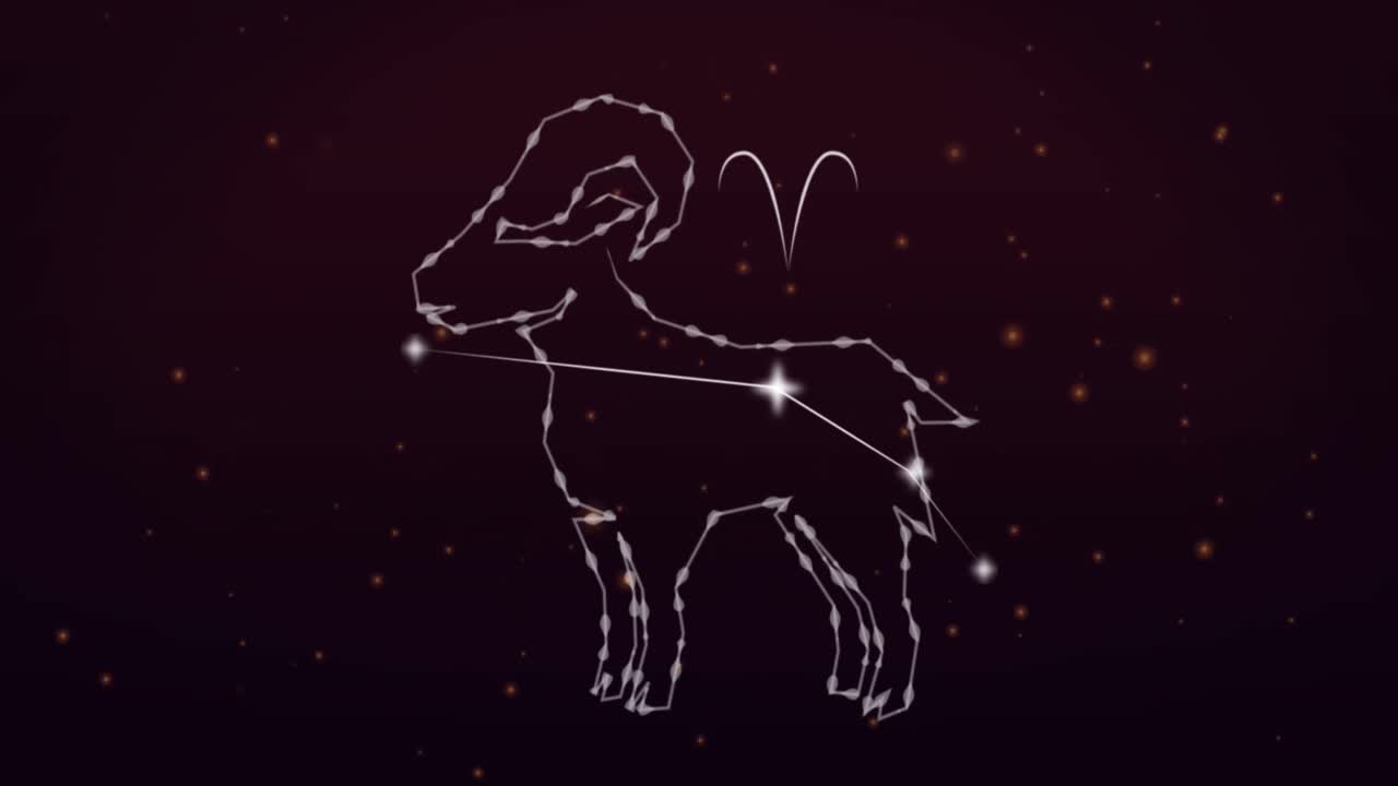 animación del signo de la estrella de aries en fondo negro