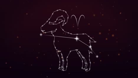 Animation-of-aries-star-sign-on-black-background