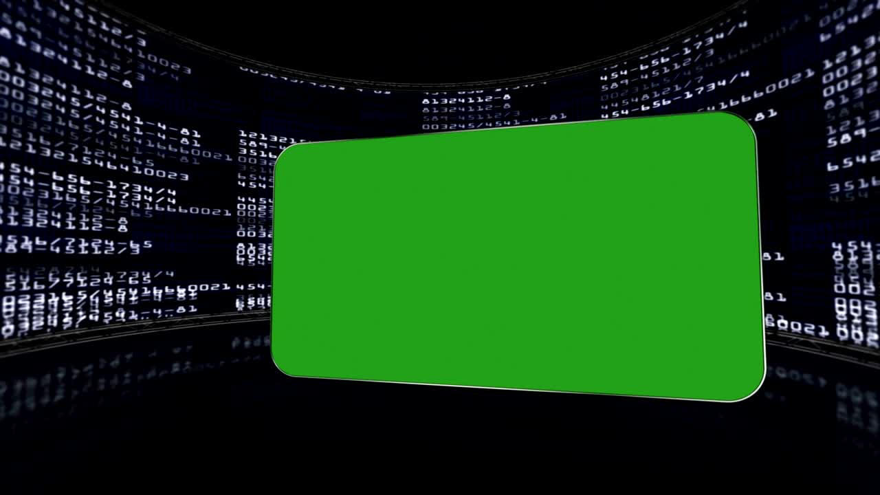 Green Screen Monitor and Random Numbers Technology Code Animation, Rendering, Background, Loop