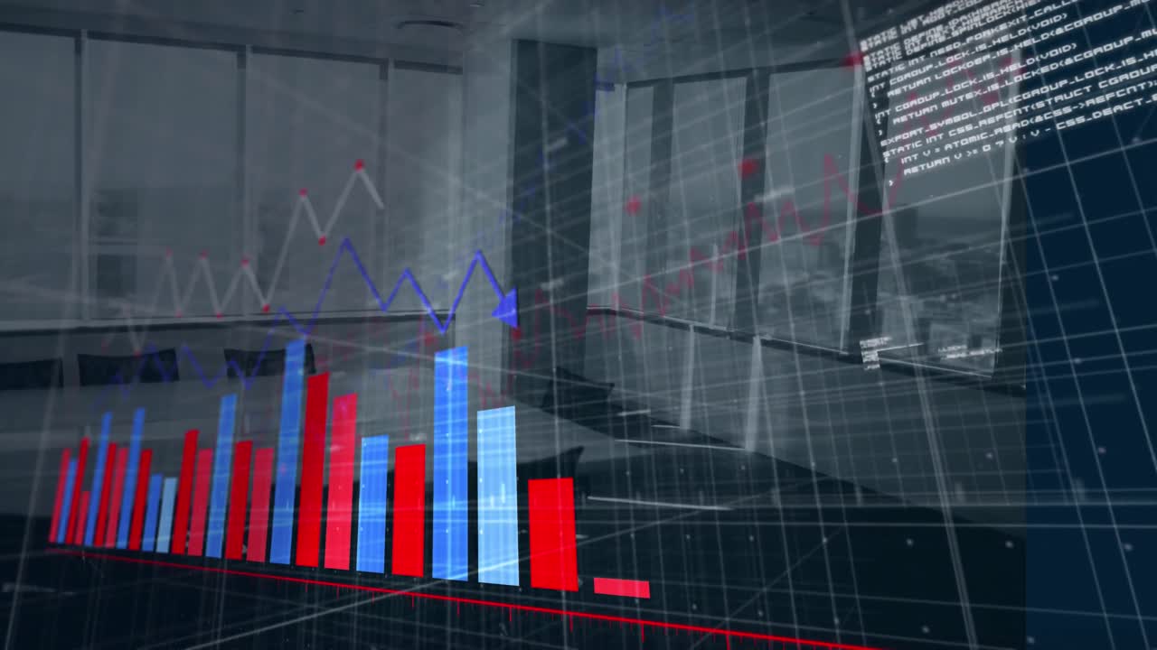 Animation Of Multiple Graphs And Computer Language Moving Over Empty ...