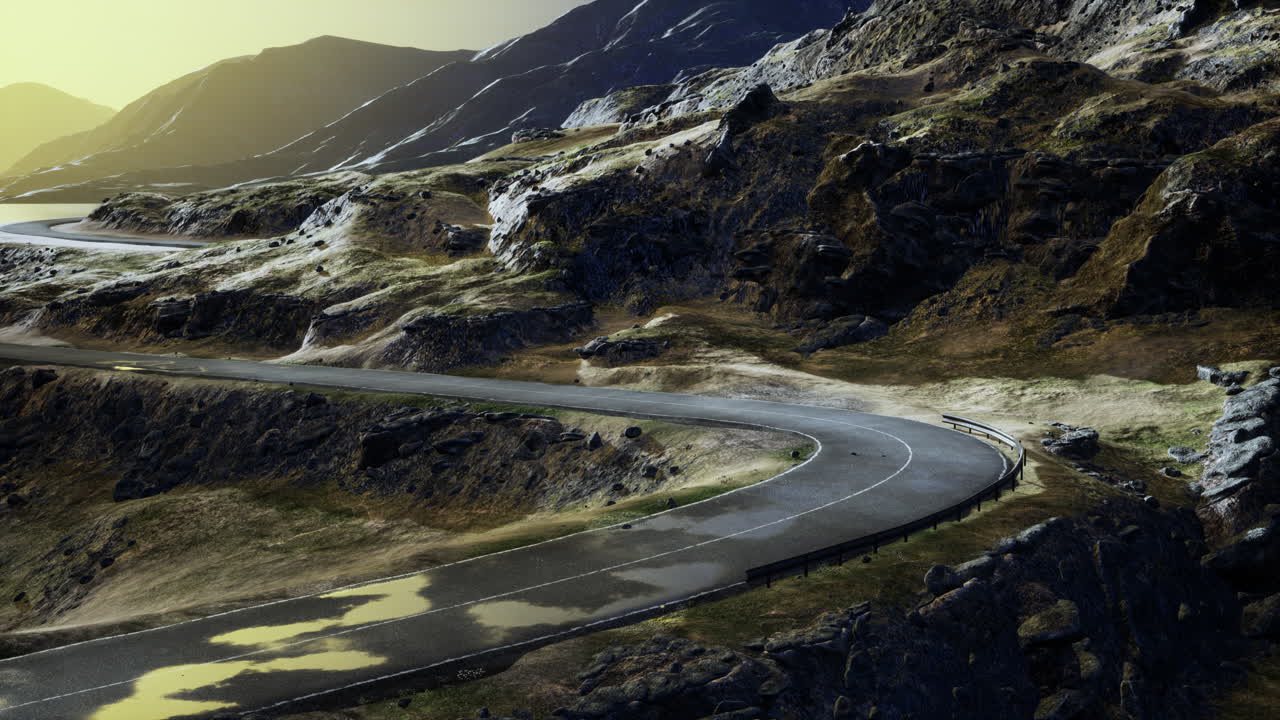 시골 도로 의 공중 전망