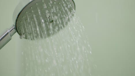 close-up of a shower head with running water