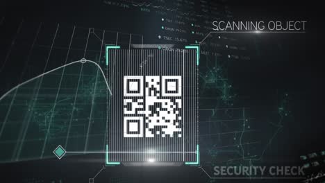 animación de código qr brillante sobre el procesamiento de datos