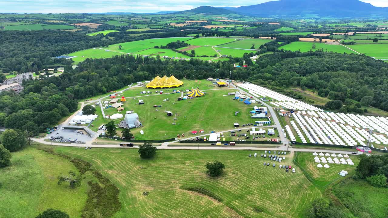 Drone rising at rock festival venue Portlaw Waterford Ireland in summer