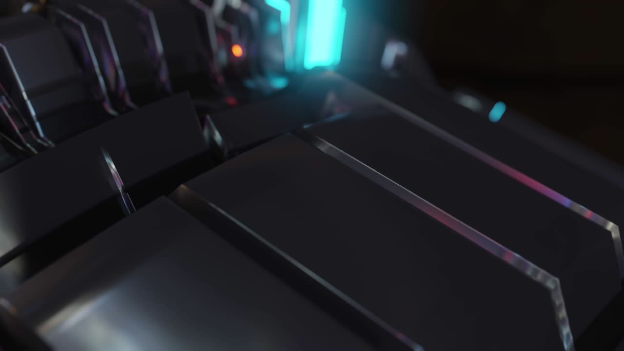 movimiento gráfico 4k bucle sin costuras de fondo de tecnología abstracta, led y partículas parpadeantes. animación de señal de circuito eléctrico con brillo de luz y bokeh.