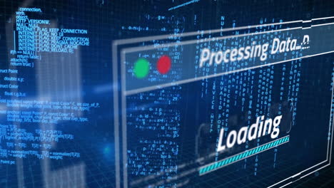 animation of data processing on blue background