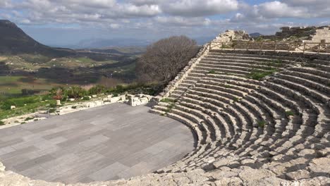 ancient greek theater of segesta during the sunny day in sicily