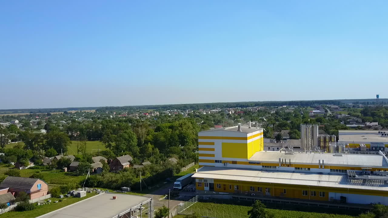 Industrial Area in Europe. LADUJUN, UKRAINE - JUNE 2017: Aerial view of industrial zone and technology park in Europe