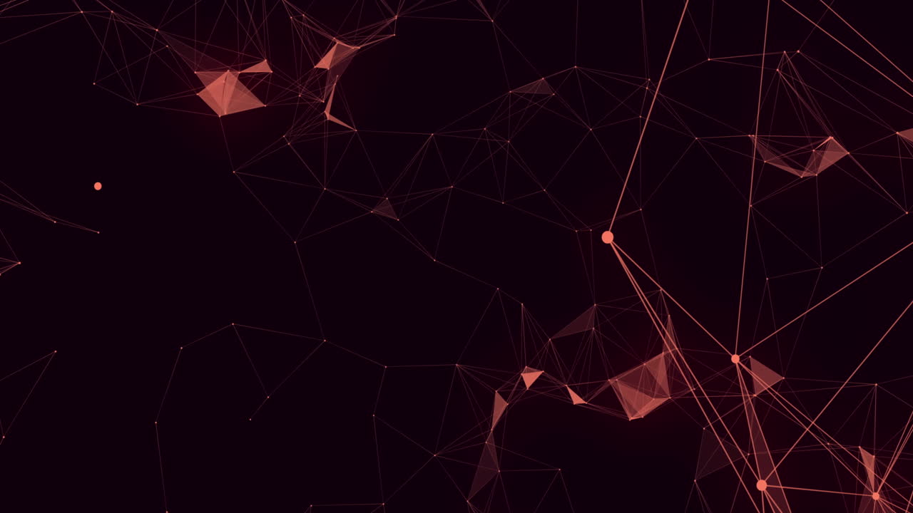 animación de red rosa de comunicación y formas abstractas sobre fondo negro