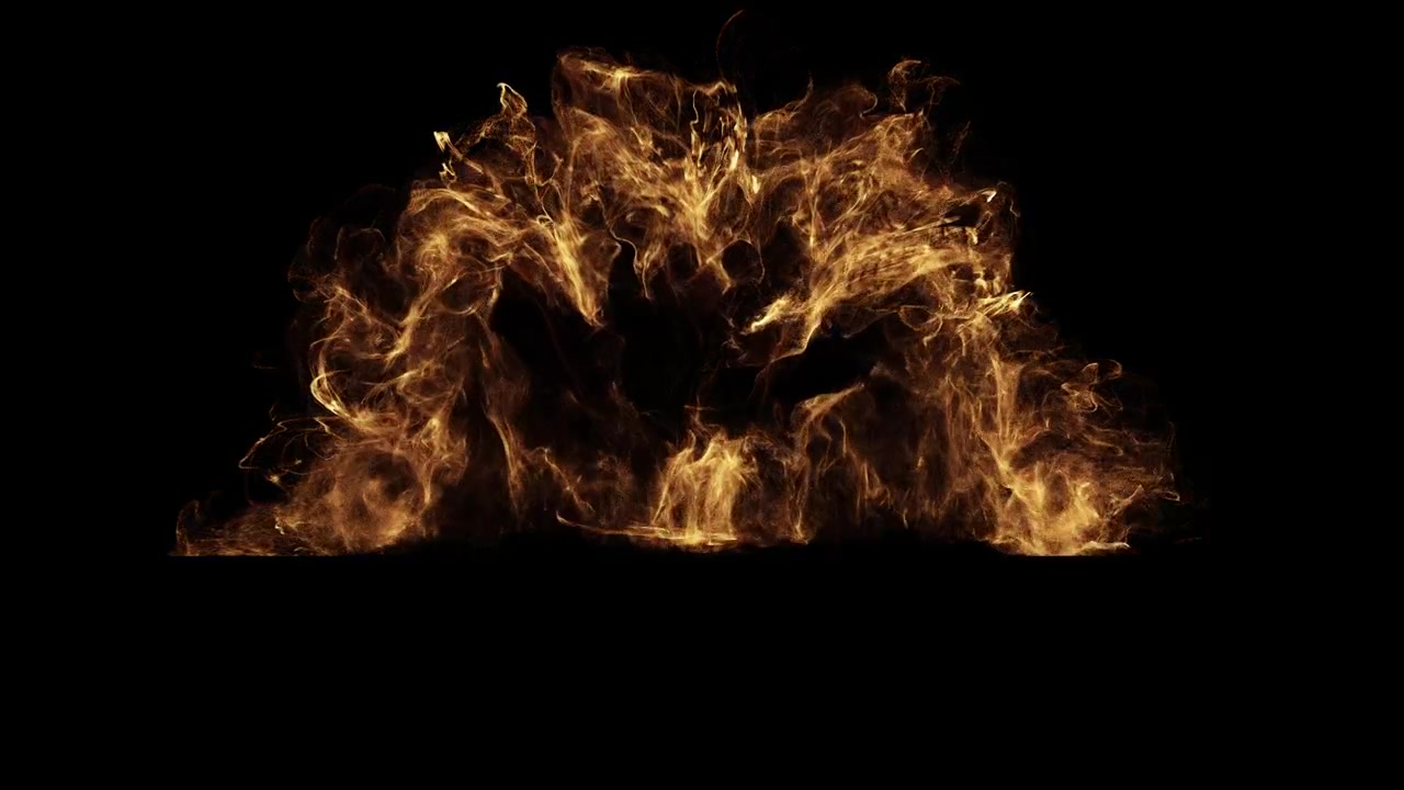 Palla di fuoco esplosiva che si espande e svanisce su sfondo nero