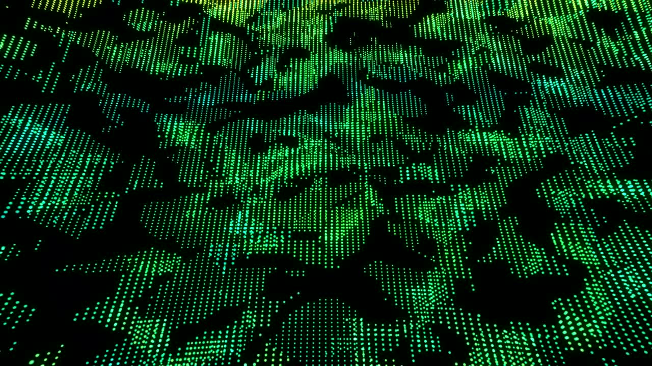 círculo de fondo de movimiento de puntos digitales, estilo tecnológico moderno verde