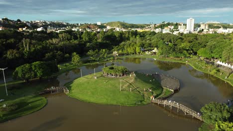 aerial view of a beautiful park in a metropolitan city in brazil