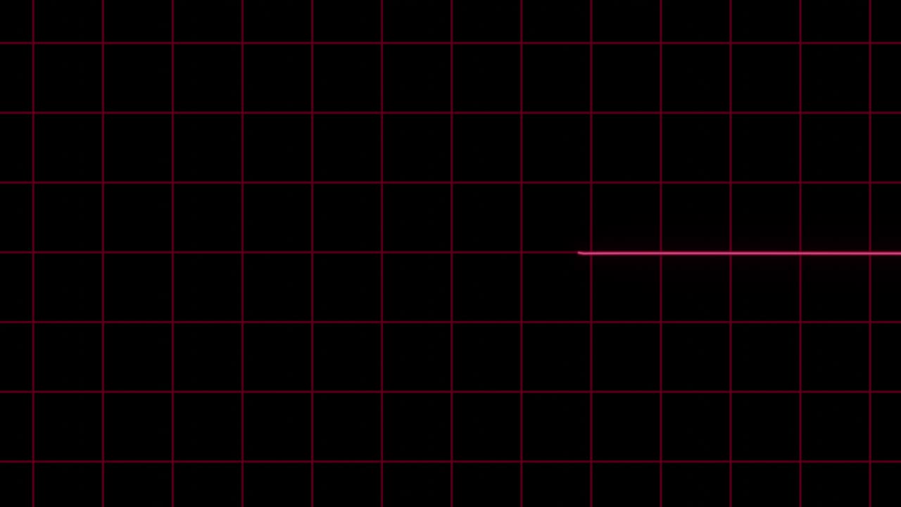 imagen animada en bucle de un cardiograma sobre un fondo negro. gráfico de latidos cardíacos de color rosa neón. renderizado en 3d
