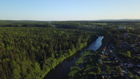 aerial view of river and forest landscape