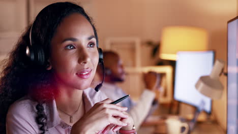 Telemercadeo,-Contáctenos-Y-Mujer-Feliz-Trabajando