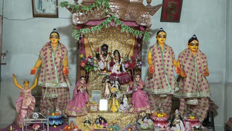 the idol of hindu deity lord krishna has been replaced inside the temple